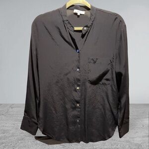 ** VINCE 100% Viscose Navy Blue Semi Sheer Blouse